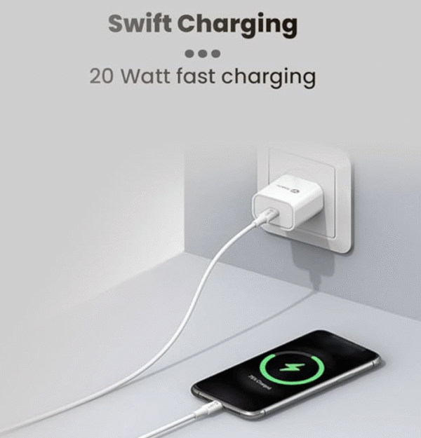Toreto Flash Neo 3 Type-C 20W Fast Charging Adapter for Android/iPhone 15/14/13/12/11 Series iPad Pro/Air/Mini, with PD 3.0, BIS Certified (TOR-563) White - Image 4