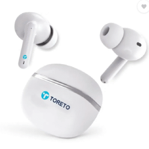 Toreto Air sync TWS Wireless Earbuds Quad Mic Enc,with 40H Playtime Bluetooth Bluetooth  (White, In the Ear)