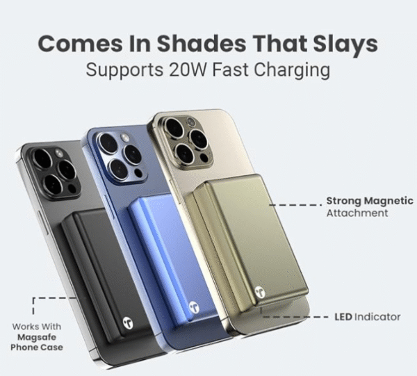 Toreto Eon Ultra 10000mAh Slim & Compact Powerbank,20W Fast Charging, USB & Type C Input & Output,Power Delivery, Quick Charge for iPhone, Android & Other Devices, Made in India (White+Gold)