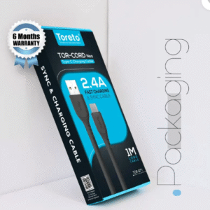 Toreto USB Type C Cable 2 A 1 m TOR-871 TOR Cord Neo  (Compatible with All Smartphone, Black, One Cable)